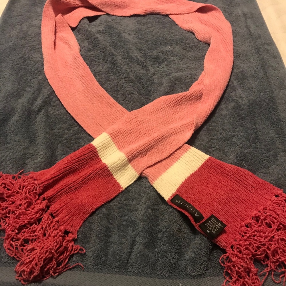 Pink and white scarf